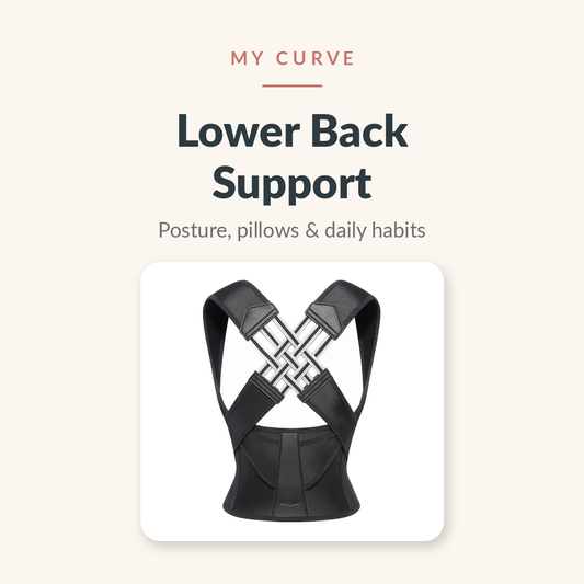 My Curve Posture Corrector with lumbar band — lower back support, posture, pillows and daily habits