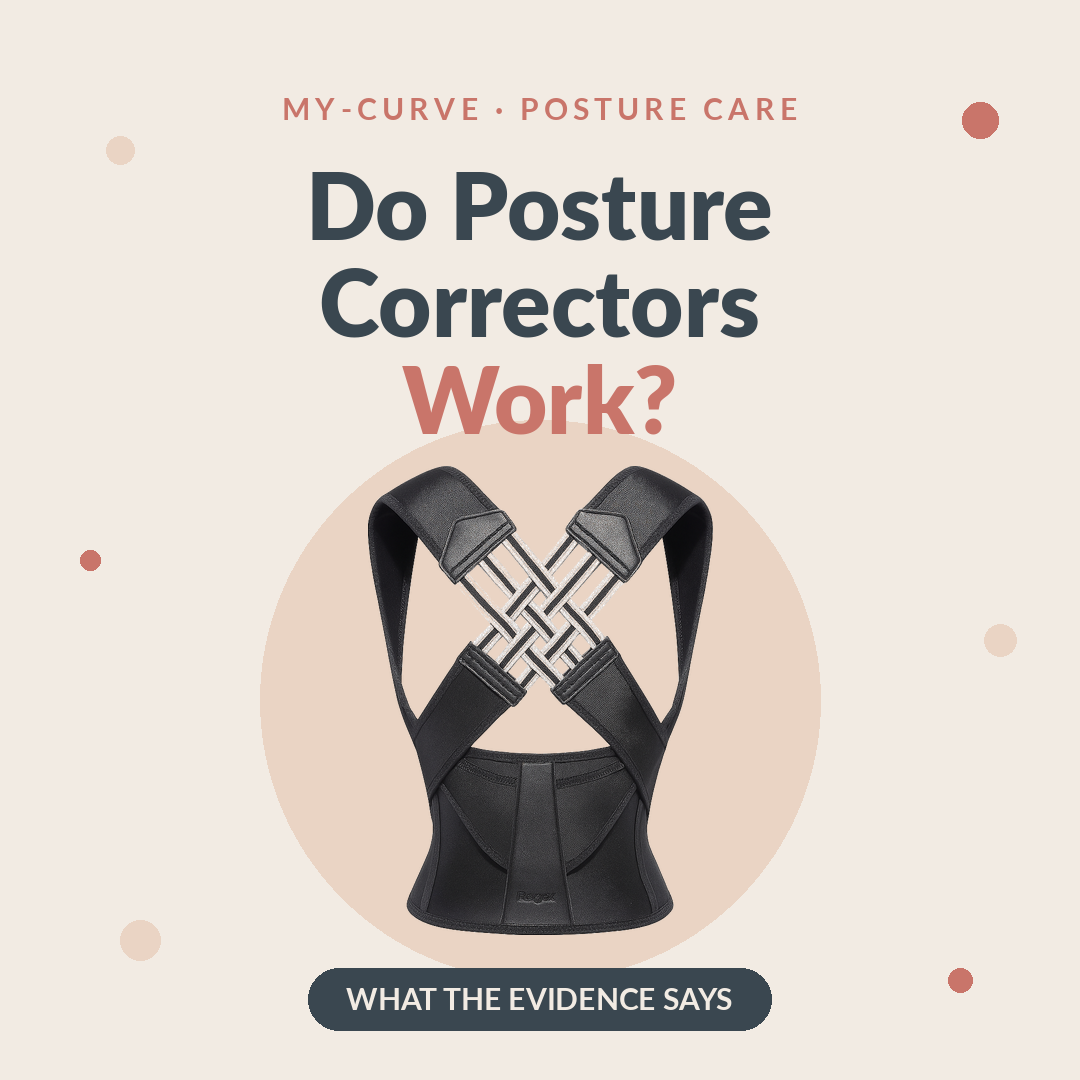 My-Curve posture corrector with headline: Do posture correctors work? What the evidence says