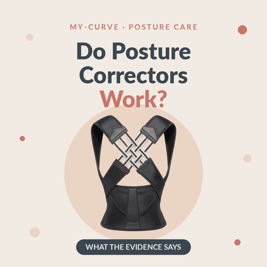 My-Curve posture corrector with headline: Do posture correctors work? What the evidence says