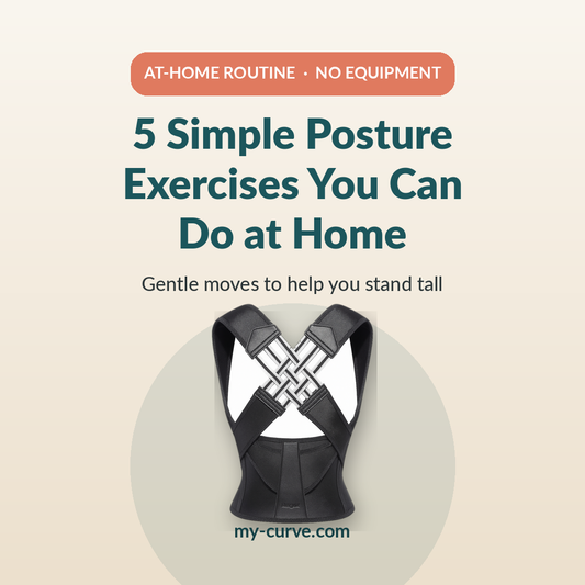 Illustrated guide to 5 simple at-home posture exercises with a posture corrector