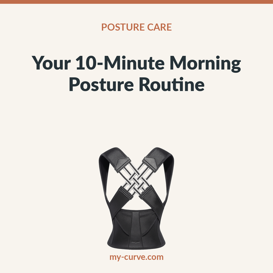 MyCurve Posture Corrector with the title Your 10-Minute Morning Posture Routine