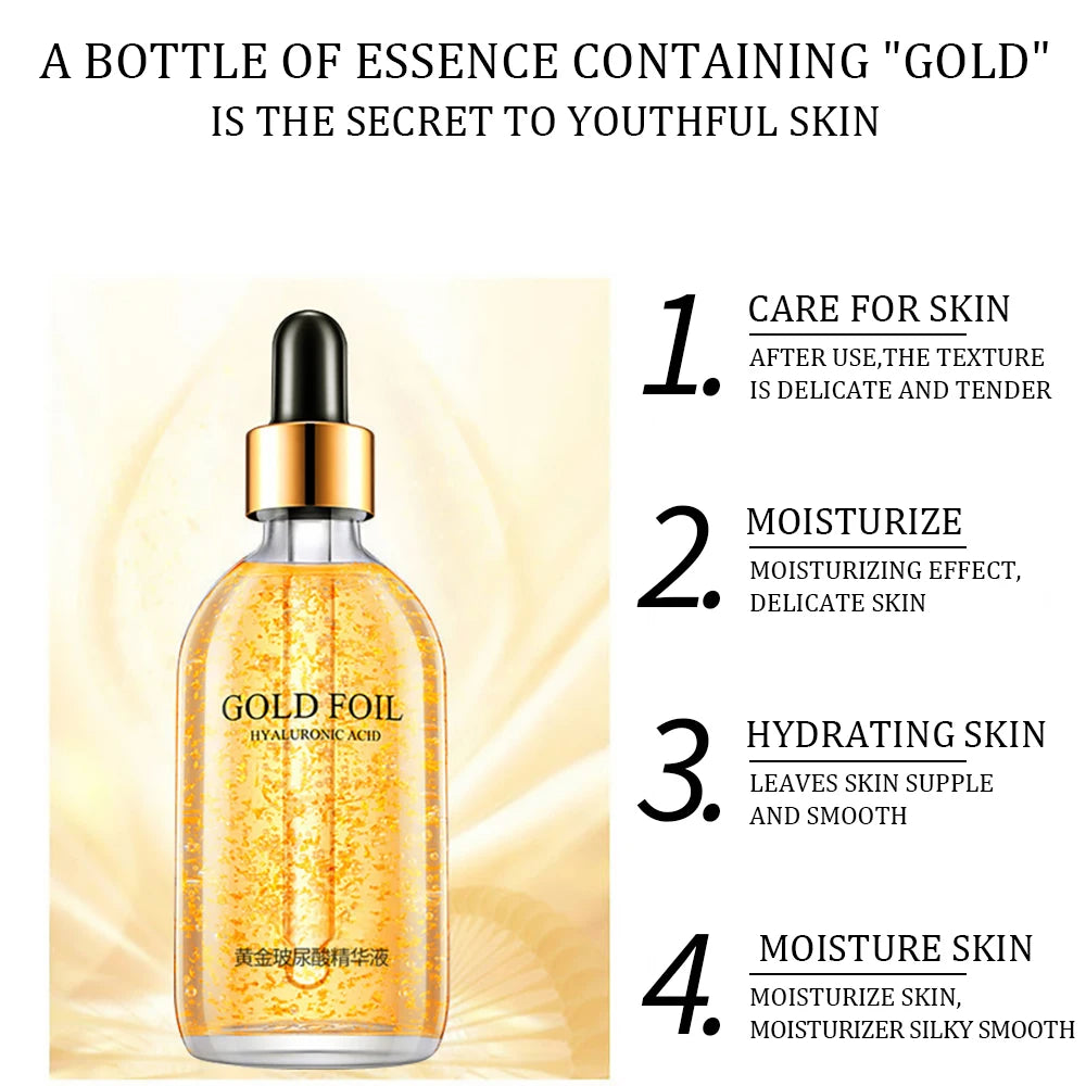 100 ml 24-Karat-Gold-Gesichtsserum – Anti-Aging, Feuchtigkeitsspendend und Hautstraffend