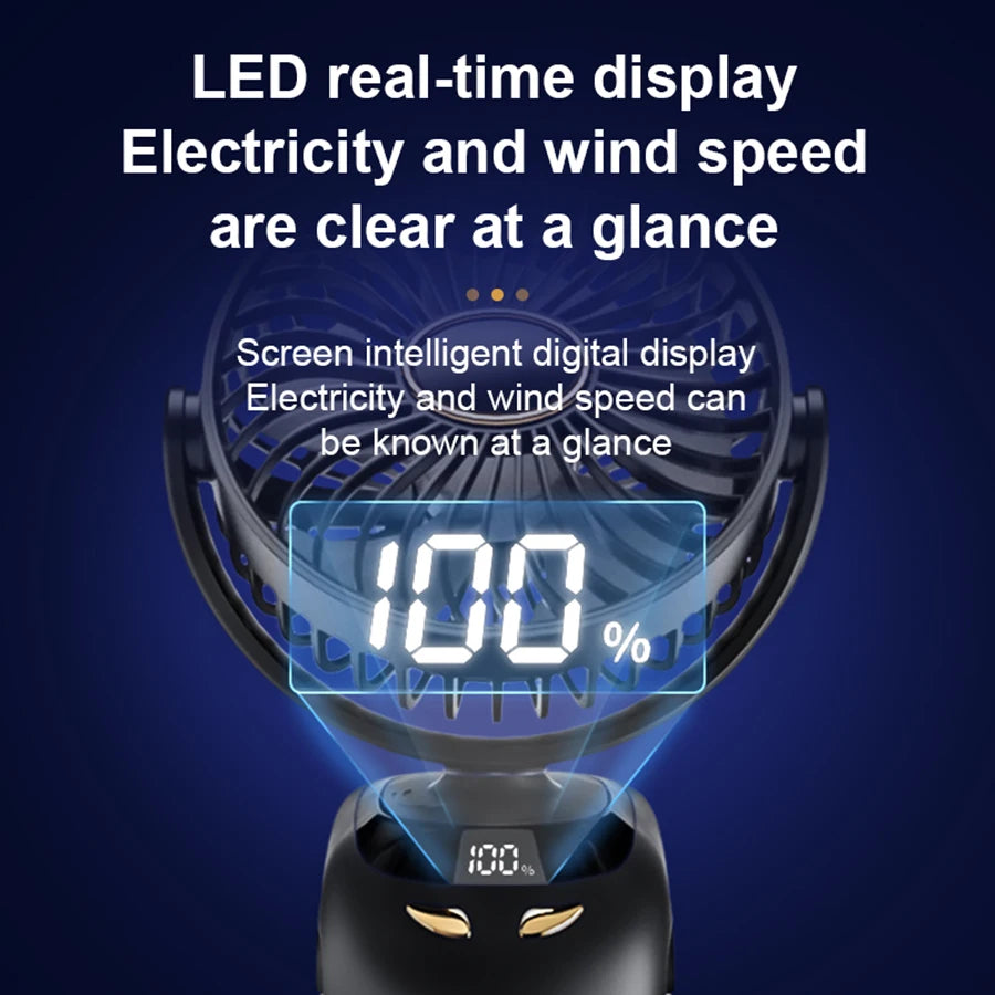 Wiederaufladbarer Clip-Ventilator mit LED-Digitalanzeige, 15000 mAh
