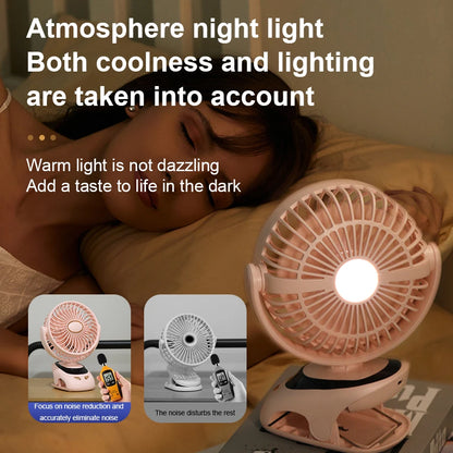 Wiederaufladbarer Clip-Ventilator mit LED-Digitalanzeige, 15000 mAh