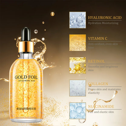 100 ml 24-Karat-Gold-Gesichtsserum – Anti-Aging, Feuchtigkeitsspendend und Hautstraffend